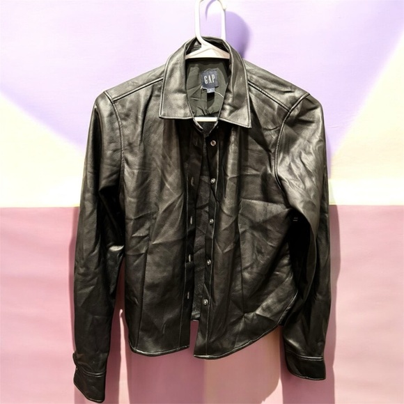 GAP Black faux Leather Jacket like new SMALL - Picture 1 of 5